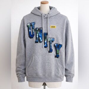 Unity Gray Hoodie with Blue and Green Accents
